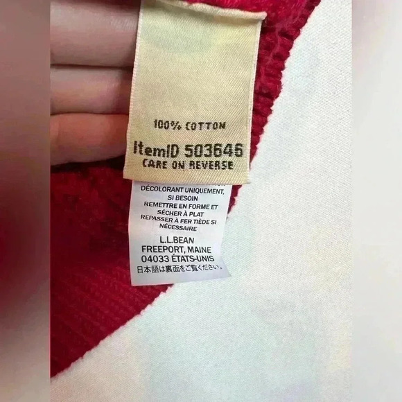 LL Bean Red chunky cable knit crew neck sweater size M button shoulder pull over - Picture 5 of 9